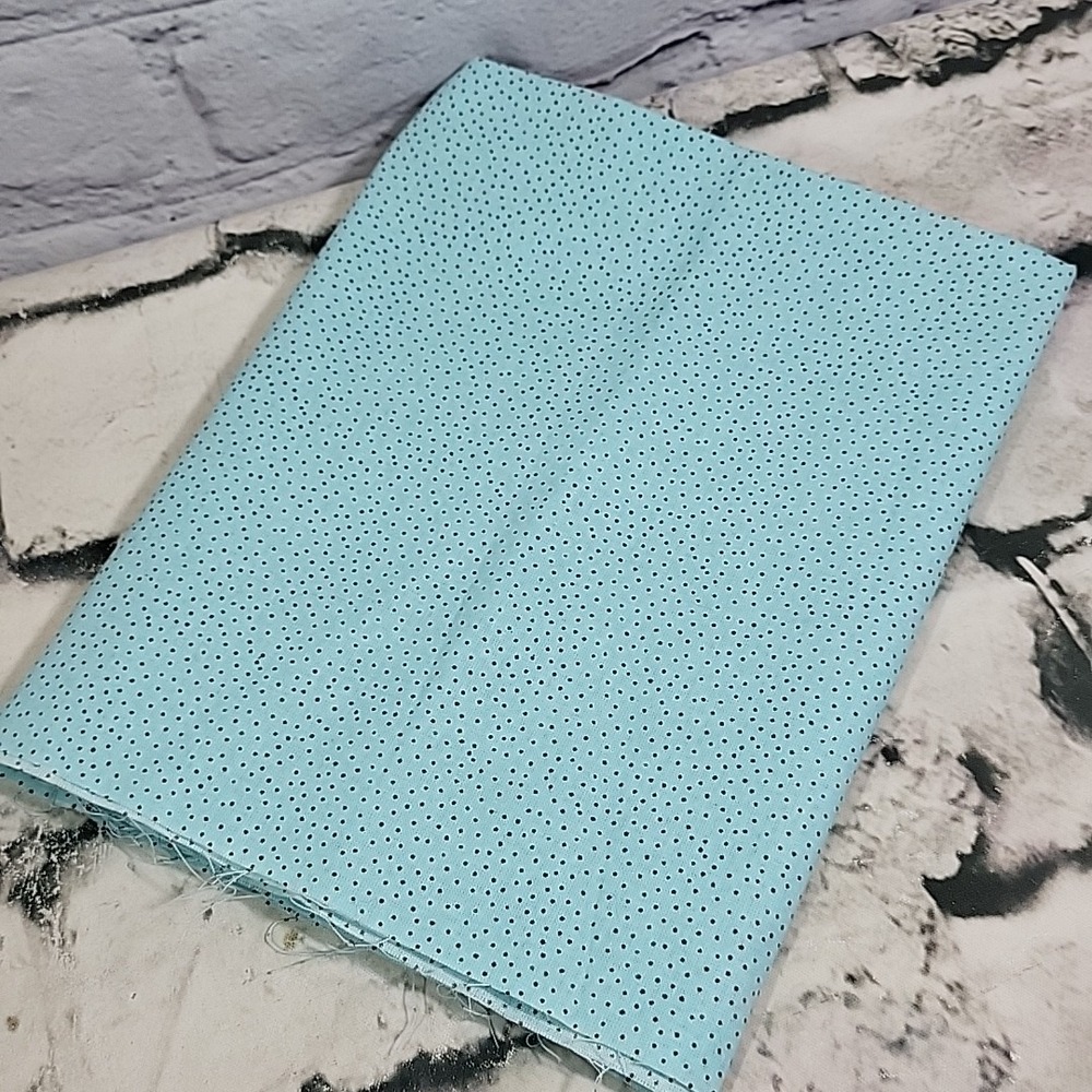 Vintage Fabric Light Blue Black Demi Dot Print 44" X 1yrd Quilting Sew Crafts
